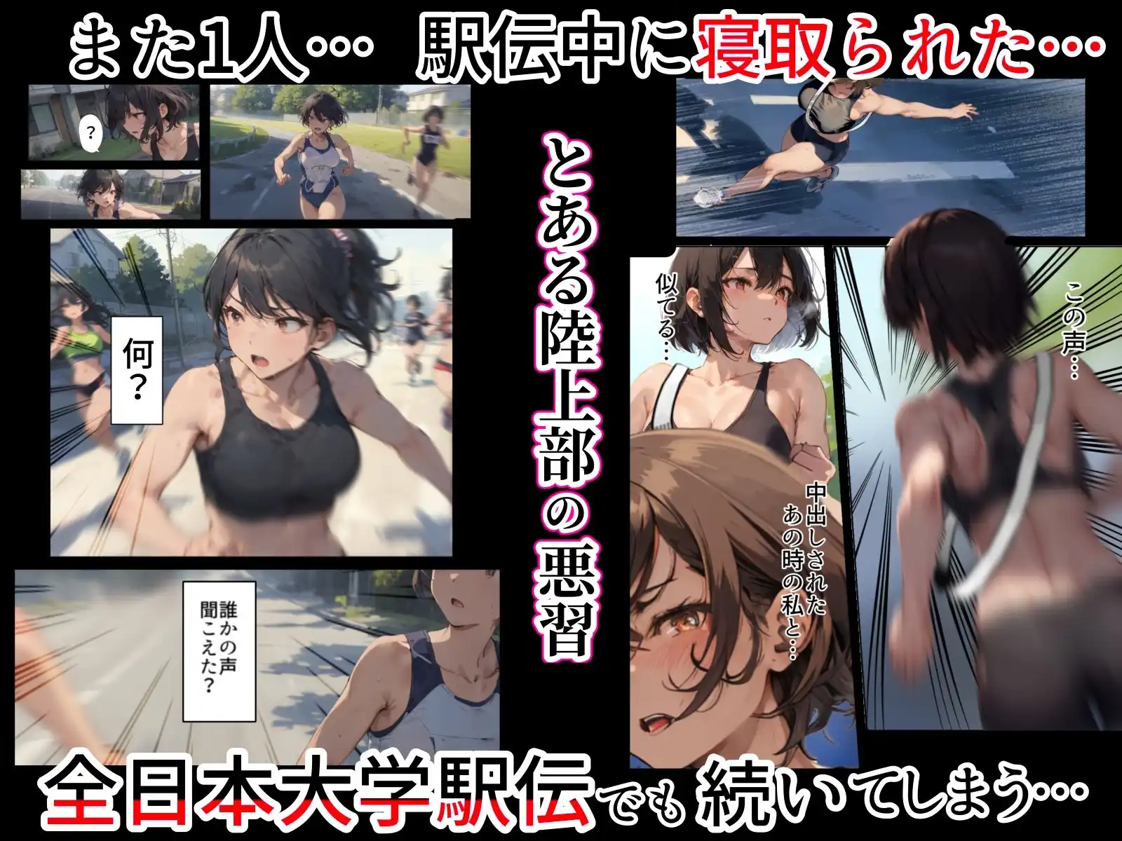 再開!寝取られ大学駅伝-陸上女子は大会中にOBに中出し孕まされ敗退出産ゴールへ!全国大学駅伝でやっと遠距離から再会した彼女達はチャラ男達に寝取られる話【寝取られ駅伝2】 - サンプル1