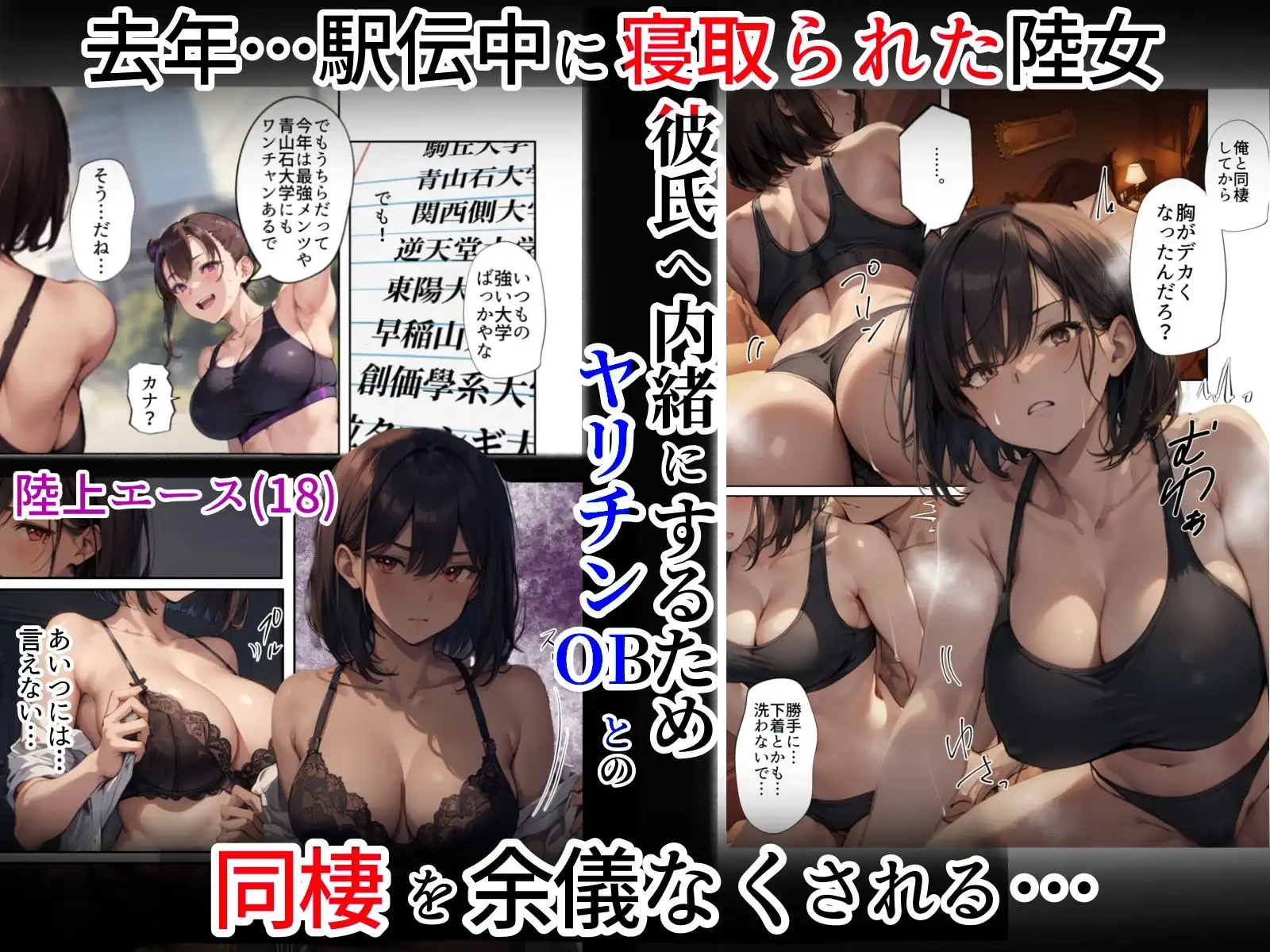 再開!寝取られ大学駅伝-陸上女子は大会中にOBに中出し孕まされ敗退出産ゴールへ!全国大学駅伝でやっと遠距離から再会した彼女達はチャラ男達に寝取られる話【寝取られ駅伝2】 - サンプル2