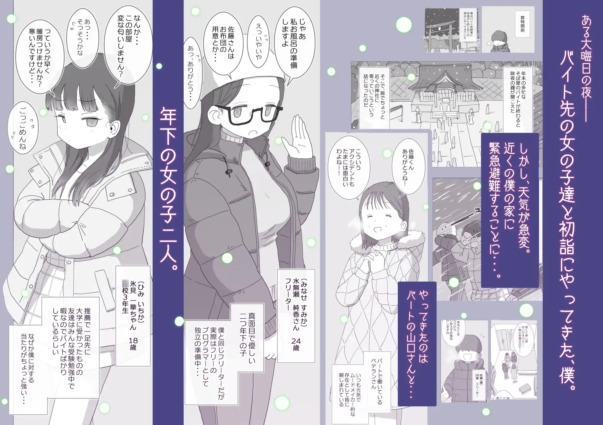 ある大雪の冷たい夜僕の家の布団の中でバイト先の女の子達が内緒で密着あたためえっちしてくれた。 - サンプル1