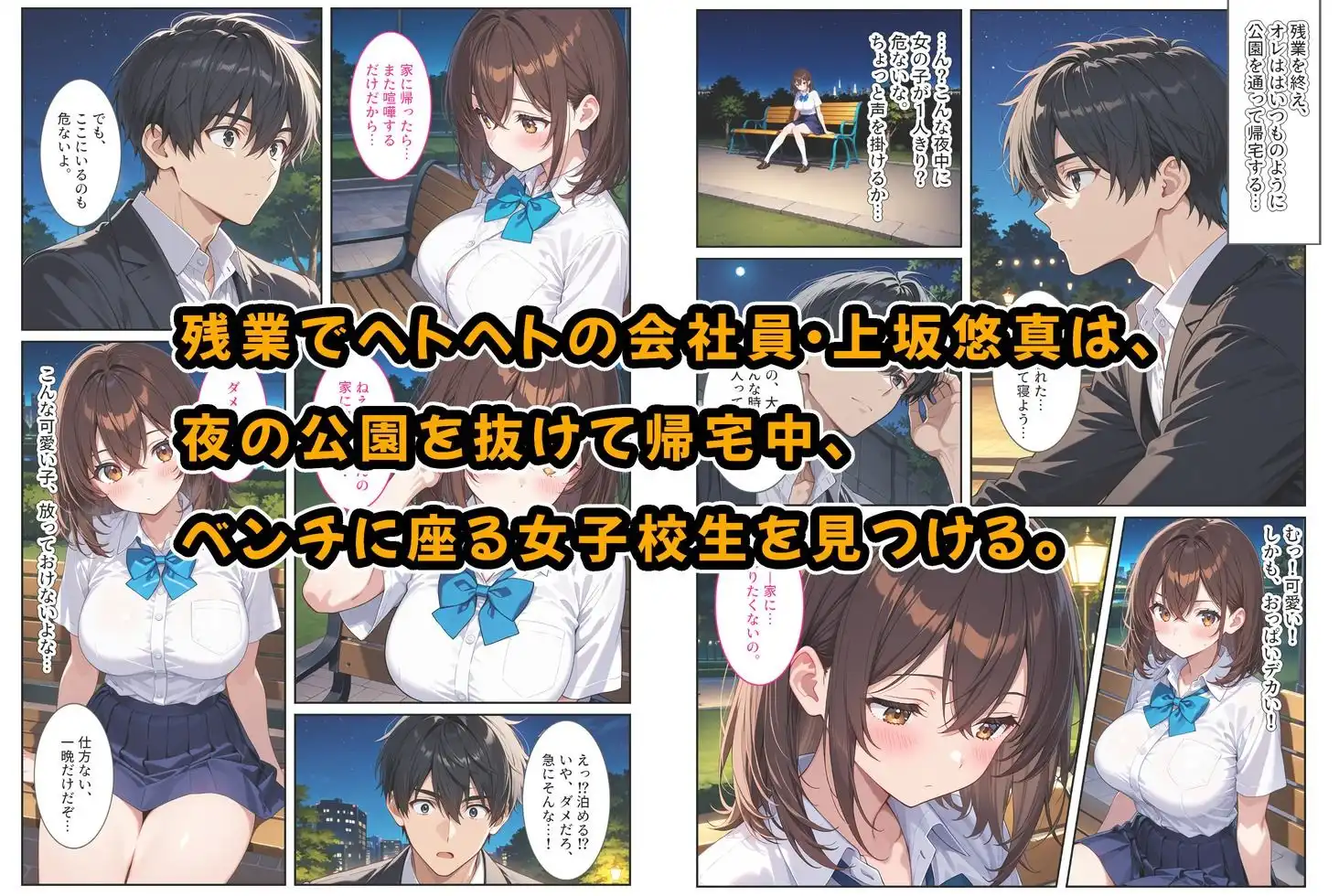 夜の公園で爆乳女子校生を拾ったら…