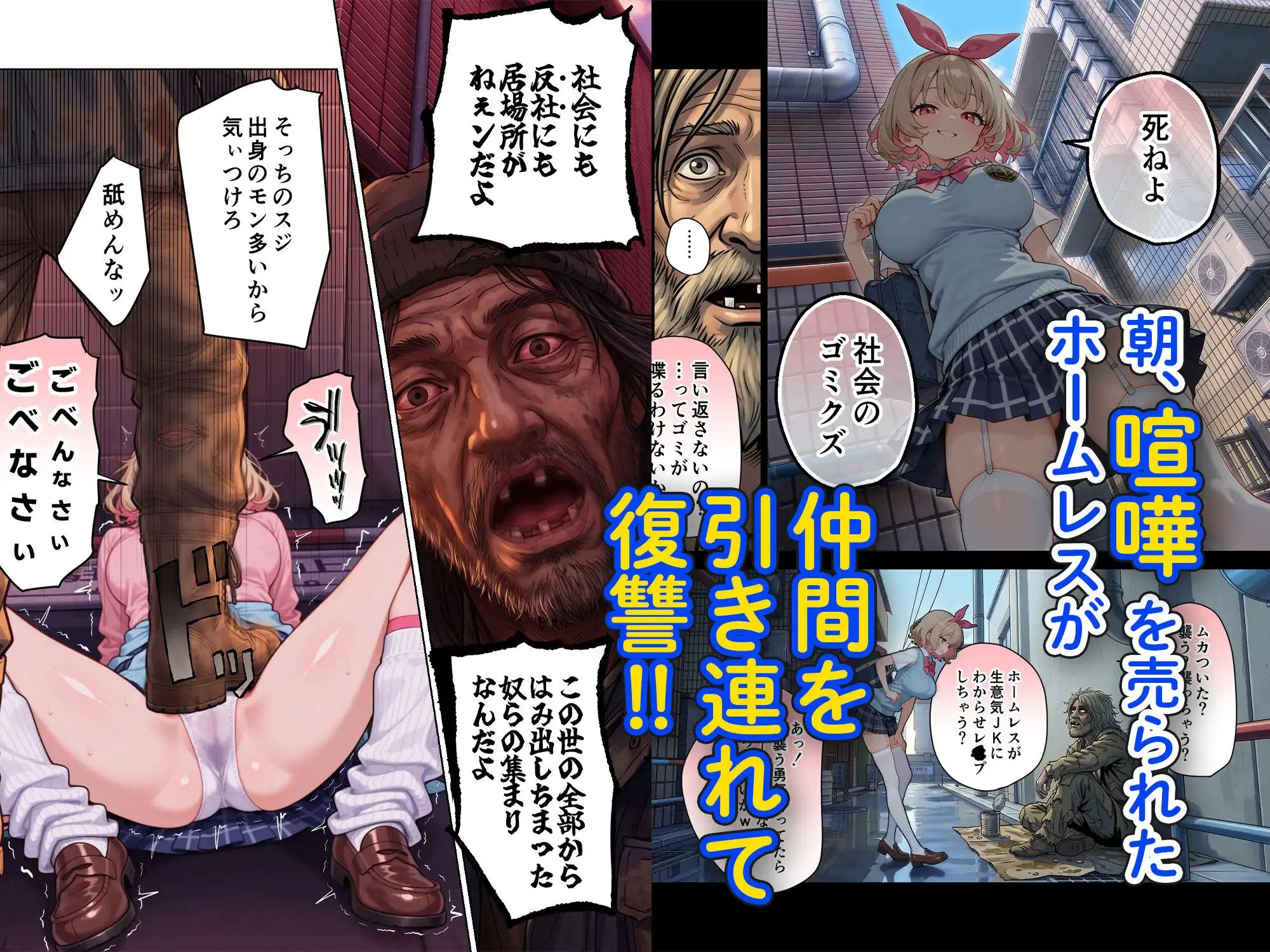 キモおじ⇔JK入れ替わり【4】ホームレス輪●地獄 - サンプル4