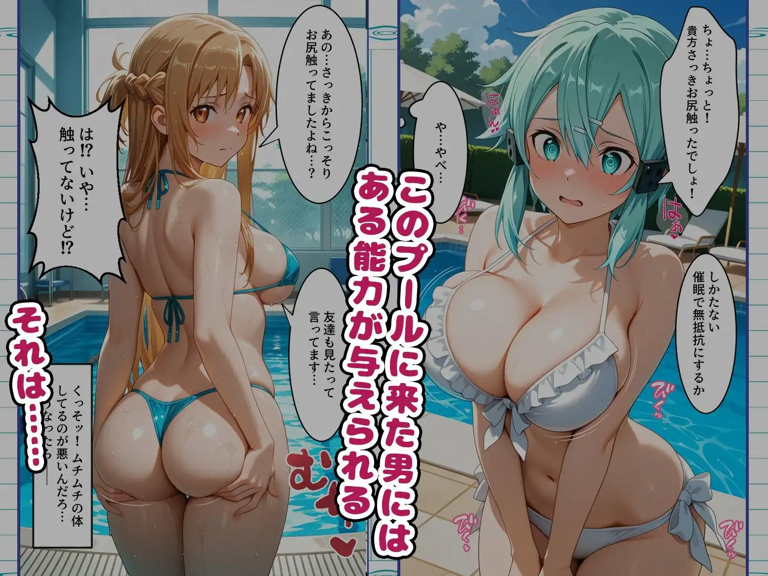 【総集編】知ってる?このプール…備え付けの「オナホ」があるらしいよ?S〇O編 - サンプル1