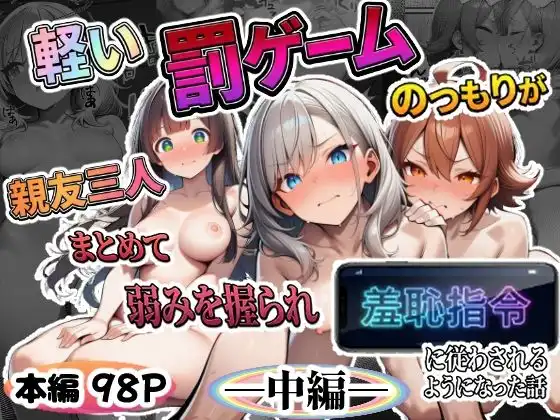 軽い罰ゲームのつもりが、親友三人まとめて弱みを握られ、羞恥指令に従わされるようになった話 ―中編―