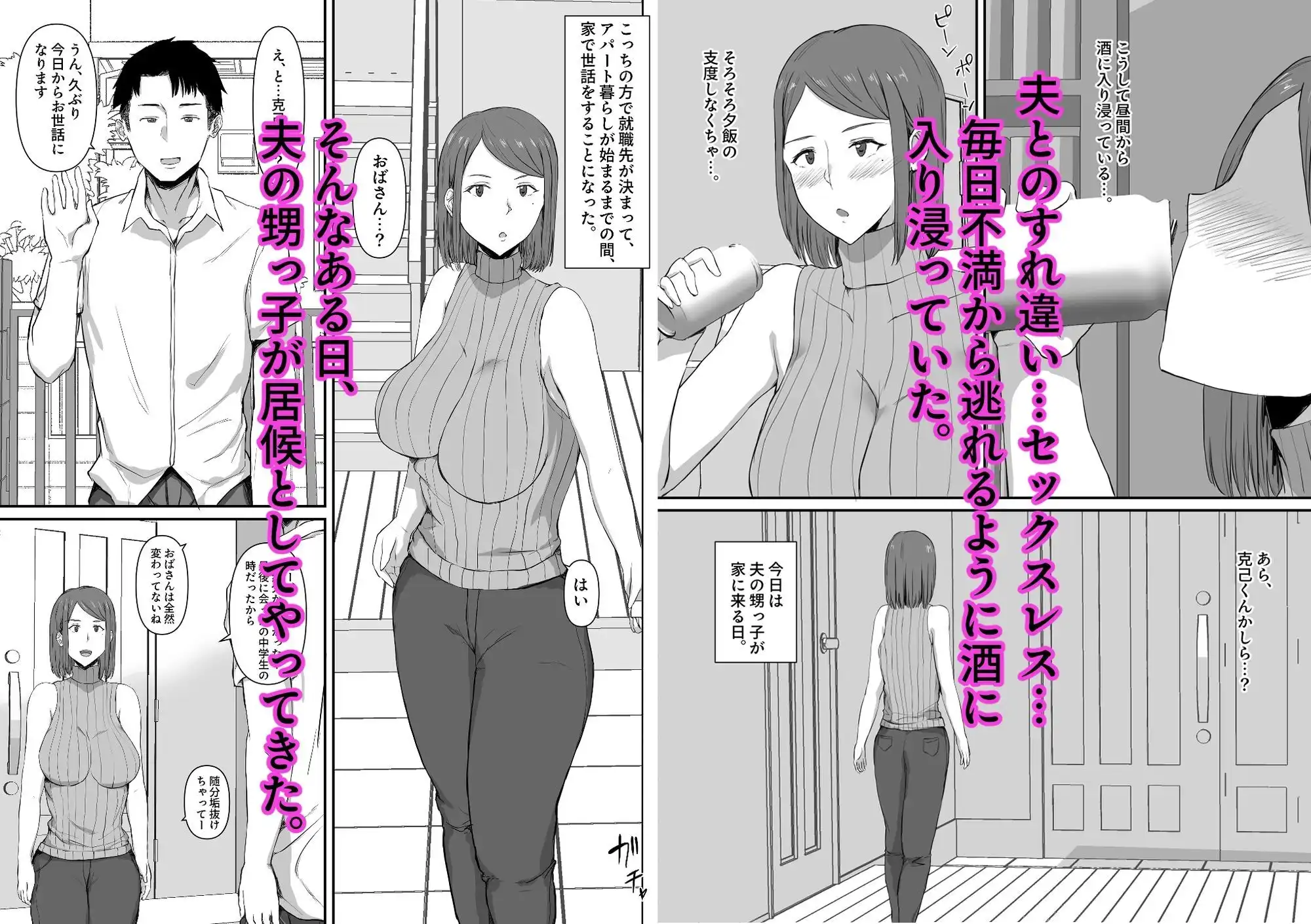 セックスレスの妻。甥っ子に欲求不満を解消される話。