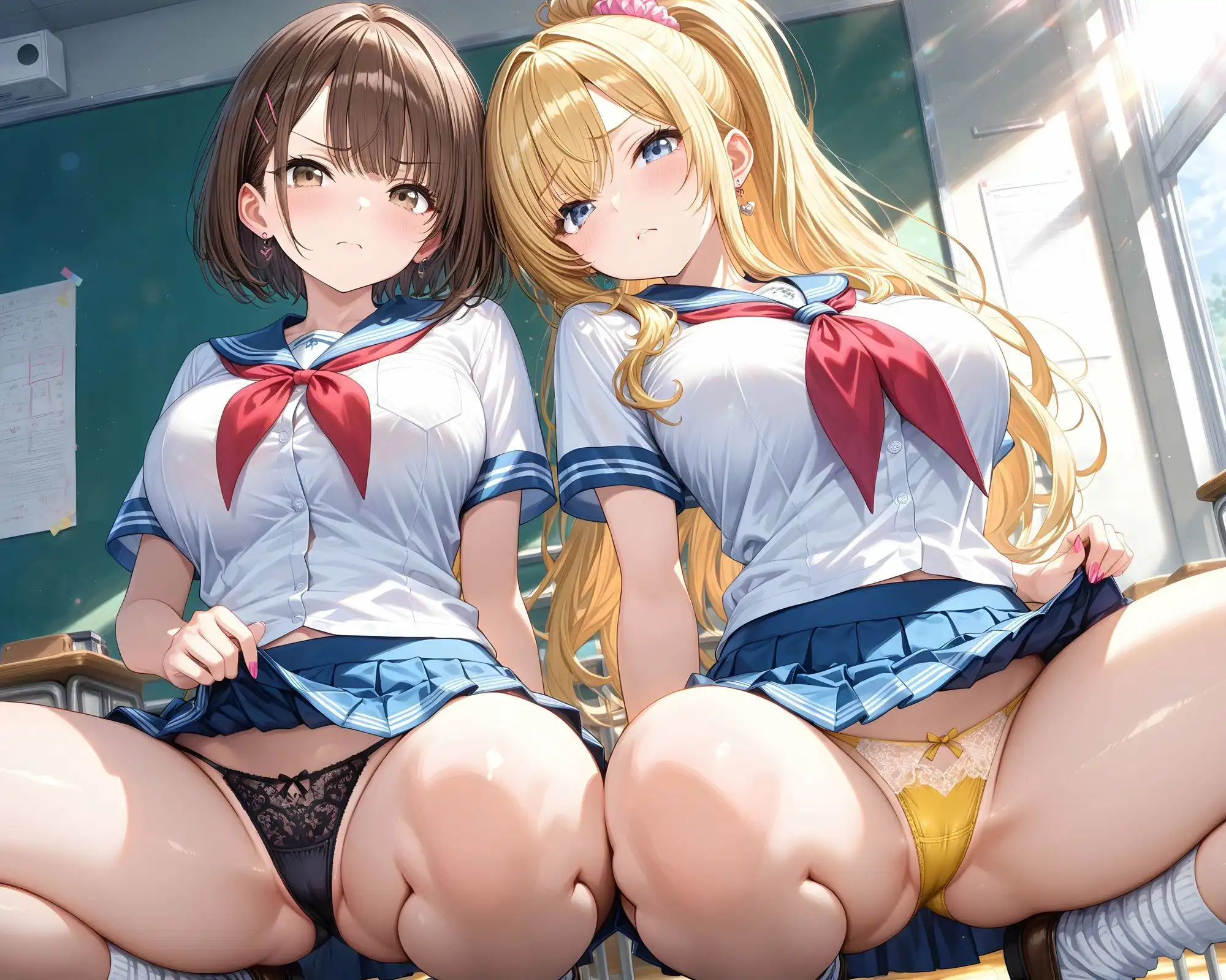 超ミニスカ女学園 番外編2〜パンツ丸見えJKのパンチラ観察したり、見抜きしたり、射精のお手伝いしてもらうイラスト集〜 - サンプル6