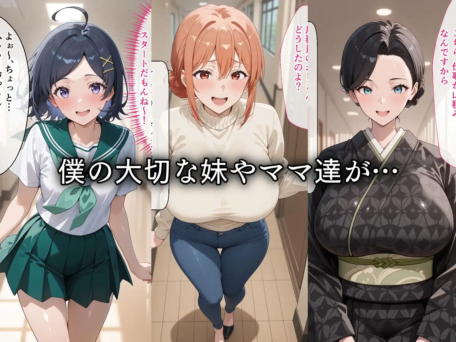 寝取られた巨乳ママと妹たち〜催〇アプリで種付け完了 - サンプル1