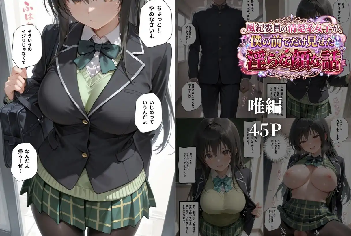 風紀委員の清楚系女子が、僕の前でだけ見せた淫らな顔な話」 - サンプル1