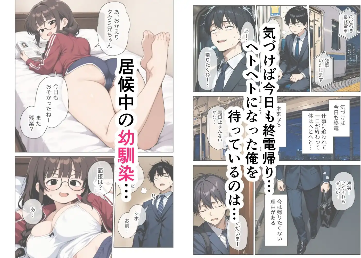 ねちっこい寸止めスロー手コキフェラと先っぽから根本まで往復するスロー騎乗位で溜まった疲れを搾りとる年下幼馴染の甘やかし搾精