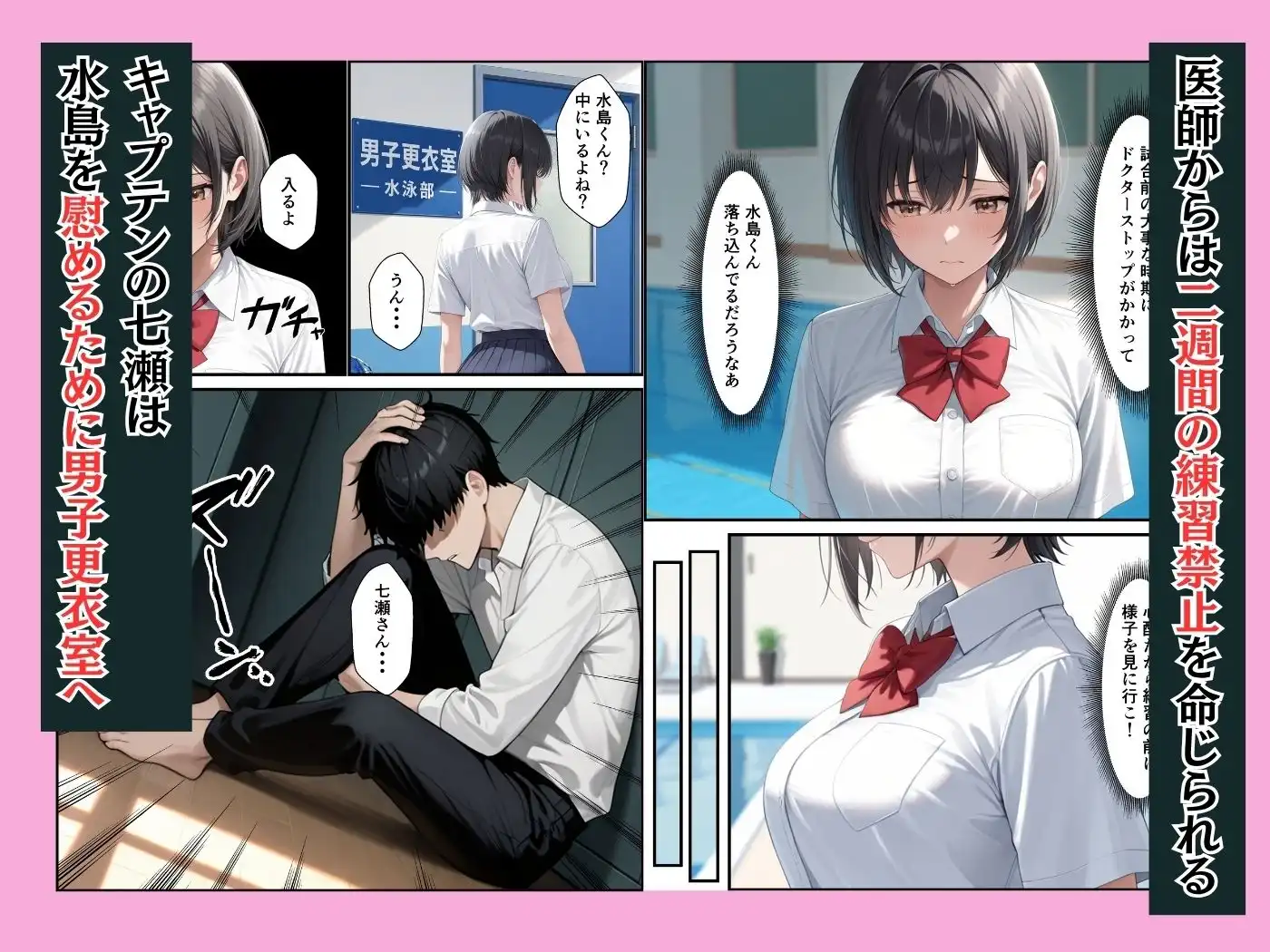 ケガをして落ち込む男子部員が水泳部キャプテンに慰めてもらったら中出しセックスに発展した話 - サンプル3