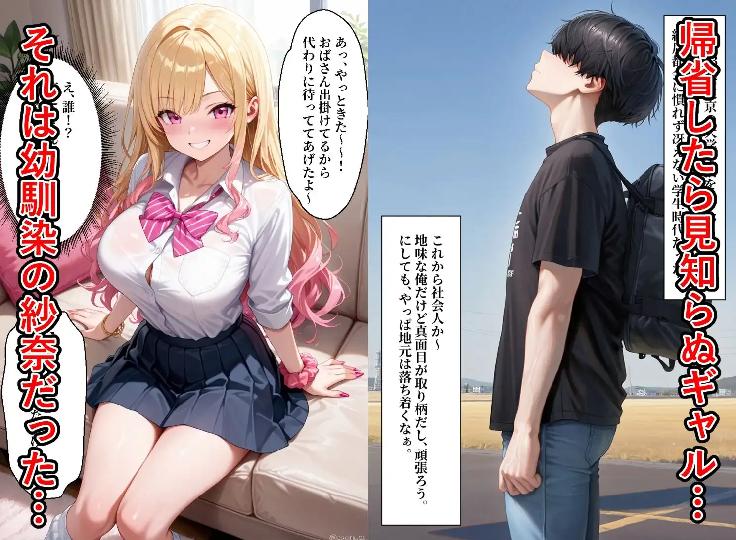 ギャルになった幼馴染が誘惑してくるので処女卒業させてあげた【セリフ付き】 - サンプル1